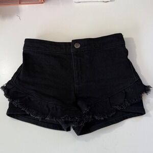 GB Girls Black Denim Ruffle Frayed Hem Shorts‎ Size 4 Distressed Kids